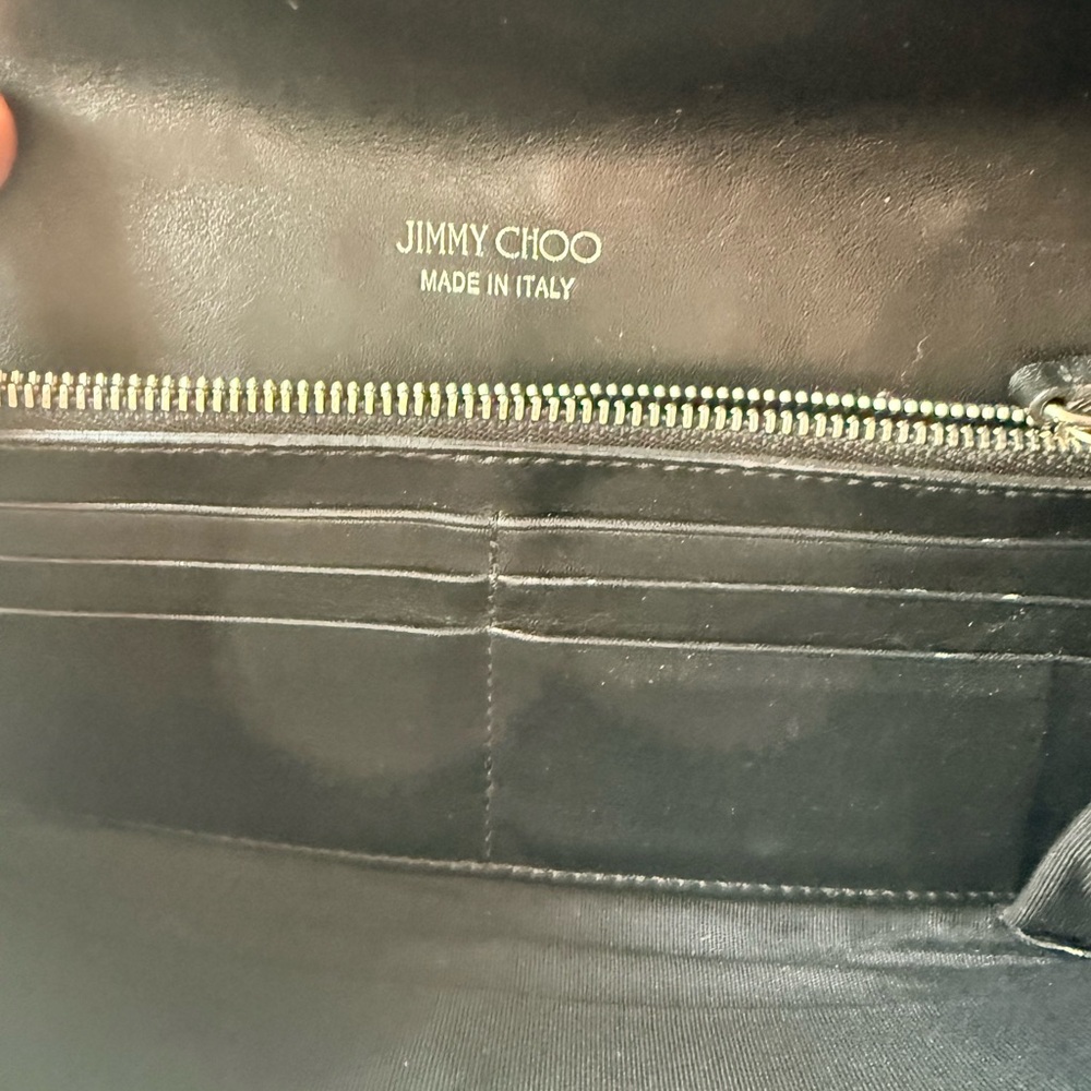 . Jimmy Choo: Milla Black Star-Studded Leather Chain Clutch Wallet - Picture 6 of 10